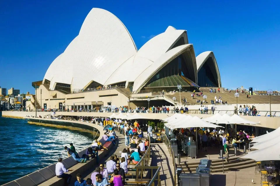 The bustling and accessible waterfront promenade at the Sydney Opera House, a must-see for accessible travel in Sydney.